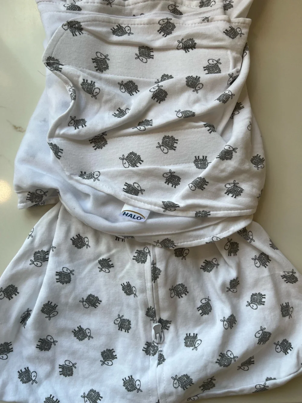 Halo White SleepSack Swaddle with Gray Sheep Print 3-6 month